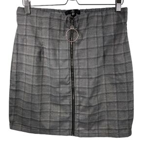 Missguided Plaid Full Zip Mini Skirt Sz 14